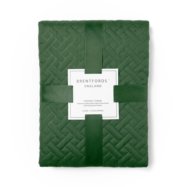 OHS Geo Pinsonic Blanket Quilted Bedspread, 200x240cm - Forest Green