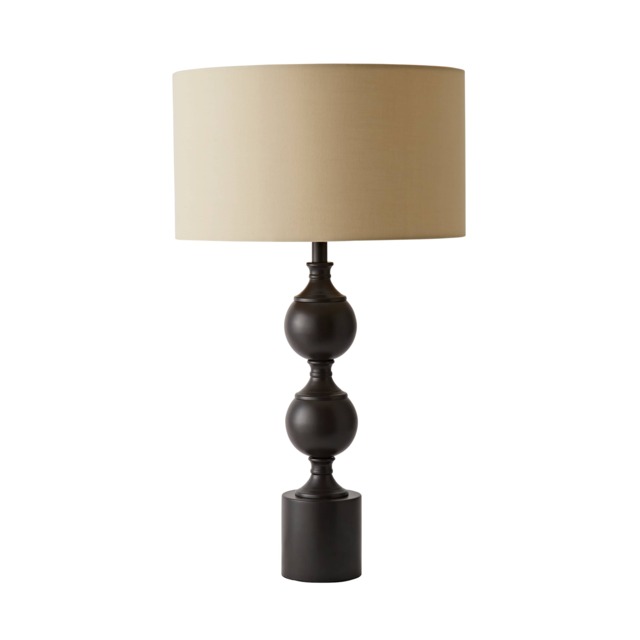 ValueLights Declan Metal Candlestick Table Lamp Cream Shade & Bulb