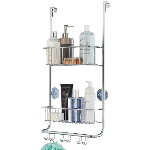 House of Home 2 Tier Over Door Shower Caddy Bathroom Storage Rack Shelf Organiser