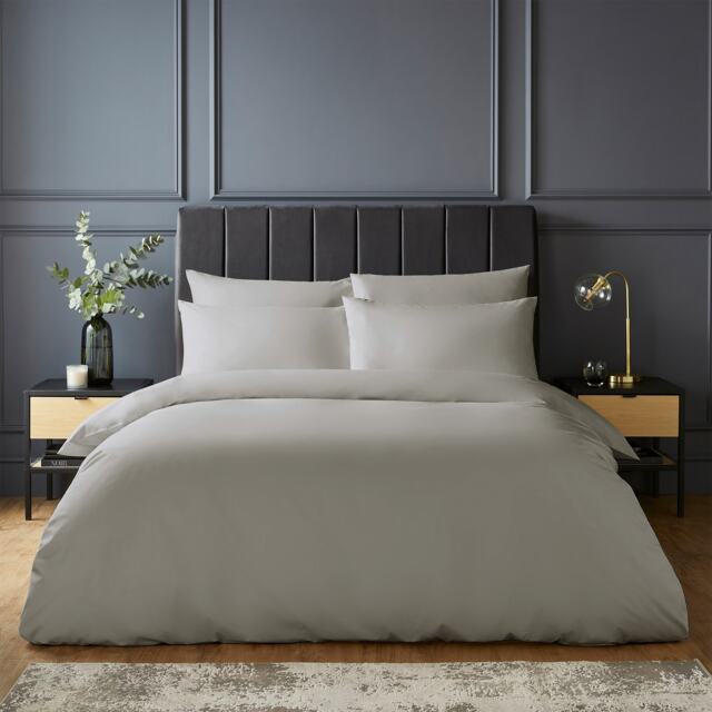 Silentnight Pure Cotton Duvet Cover Set, Light Grey