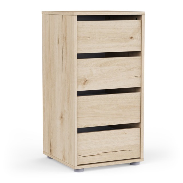 FURNICOMP Dallas Universal 4 Drawers Royal Oak 40cm Tall Narrow Internal Chest of Drawers for Wardrobes