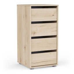 FURNICOMP Dallas Universal 4 Drawers Royal Oak 40cm Tall Narrow Internal Chest of Drawers for Wardrobes