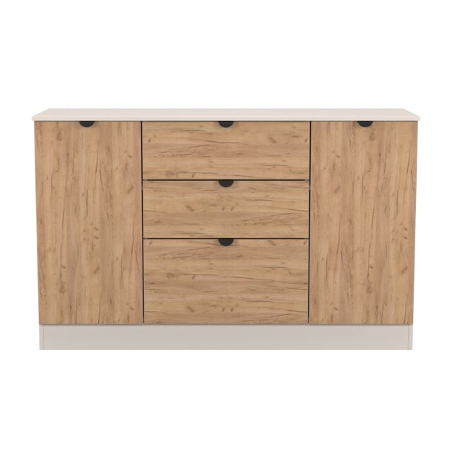 Norway 2 Door 3 Drawer Sideboard in Gold Craft & Kashmir (Ready Assembled) Brown Gold Craft & Kashmir