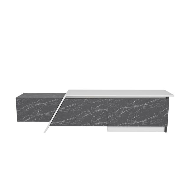 Decorotika Zonas TV Unit for TVs up to 55 inches with Cabinets Multi Black Marble Effect and White