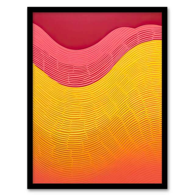 Abstract Minimalism Orange Yellow Pink Home Decor Black Framed Wall Art Print A4