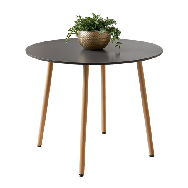 Dining Table Grey Wood Kitchen Place for 4 Seats, Dining Table Only (Grey H 75 x L 90 x W 90 cm)
