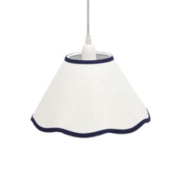 Libby - Natural Linen with Navy Blue Trim 27cm Pendant or Lamp Shade