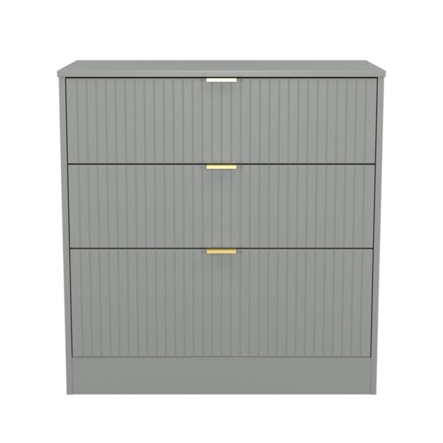 Denver 3 Drawer Deep Chest of Drawers in Dusk Grey (Ready Assembled) Grey Dusk Grey