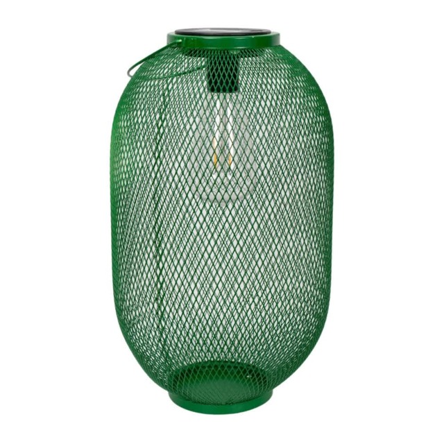 ValueLights Solar Powered Outdoor Dark Green Metal Mesh Basket Garden Lantern Light
