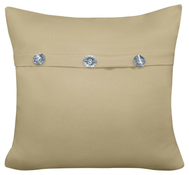 Mock Button Gem Stone Fashion Cushion - 43cm x 43cm Cream Stone
