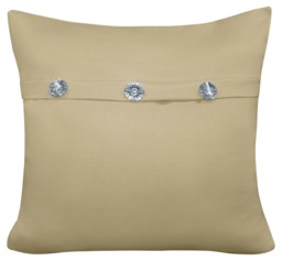 Mock Button Gem Stone Fashion Cushion - 43cm x 43cm Cream Stone