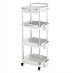 Levede 4 Tier Storage Trolley Cart Metal Rolling Utility Rack with Wheels