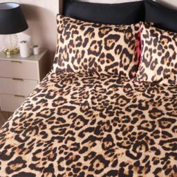 OHS Leopard Print Microfibre Easy Care 25cm Deep Fitted Bed Sheet Brown Natural King