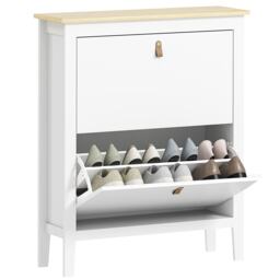 HOMCOM 2 Drawer Shoe Cabinet with Flip Doors, Narrow Shoe Storage Cabinet with Removable and Adjustable Shelves, 14 Pairs Footwear Cupboard for Hallway, Entryway, 80 x 24 x 95.5 cm, White