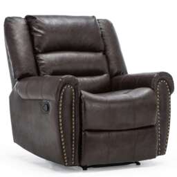 Denver Bonded Leather Manual Recliner Stud Sofa Home Lounge Chair (Brown)