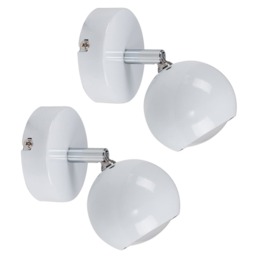 ValueLights Mini Retro Eyeball Pair White Wall Spotlights