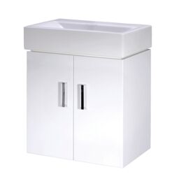 Balterley Wall Hung 2 Door Cloakroom Vanity Basin Unit White Gloss White