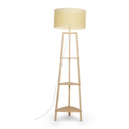 ValueLights Hiru Natural 3 Tier Floor Standard Lamp Wicker Rattan Shade and Bulb