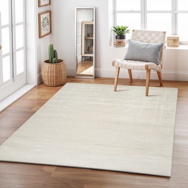 LIVABLISS Freud-Modern High Pile Rug 160 x 213 cm Ivory Off-White