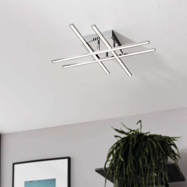 EGLO Lasana 1 LED Contemporary Flush Chrome Ceiling Light, 4 Profiles