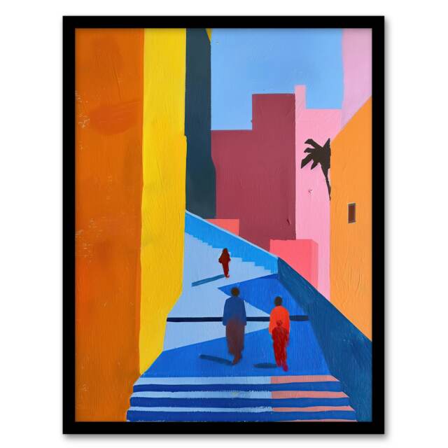 Walk Though Casablanca Abstract Morocco Home Decor Black Framed Wall Art Print A4