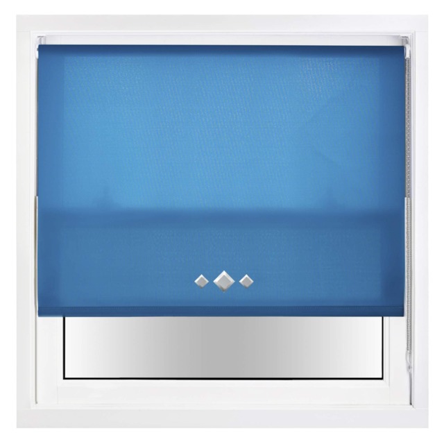 FURNISHED Daylight Trimmable Roller Blinds with Triple Diamond Eyelets and Metal Fittings Blue Teal (W) 85cm x (L) 210cm