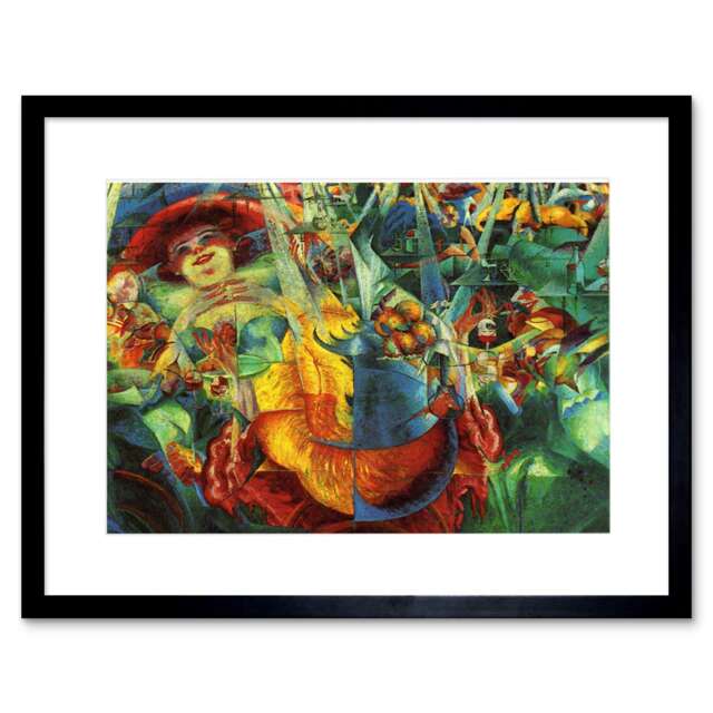 "Umberto Boccioni The Laugh Futurist Surreal Painting 9x7"" Black Framed Wall Art Print"