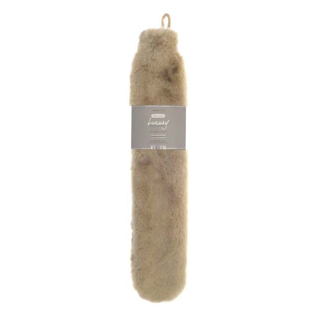 Ribbon Super Luxury Long Faux Fur Hot Water Bottle And Cover - Natural - One Size