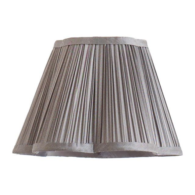 ValueLights Loralei Dark Grey Small Pleat Silk Scallop Shade and Bulb