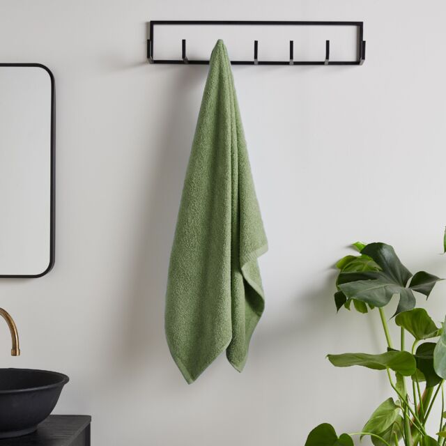 Catherine Lansfield Quick Dry Cotton Bath Sheet Green Sage Green Bath sheet