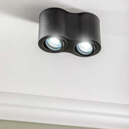 CGC Lighting Sasha Black Twin GU10 Adjustable Ceiling Spotlight Black Black Height: 8.5 cm, Width: 16 cm, Depth: 8 cm