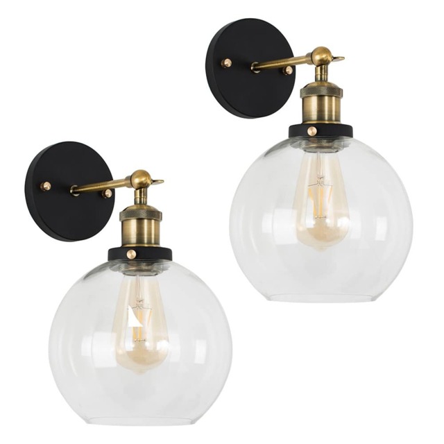 ValueLights Sheridan Industrial Pair of Black Indoor Wall Light Chrome