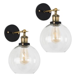 ValueLights Sheridan Industrial Pair of Black Indoor Wall Light Chrome