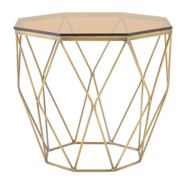 Interiors by Premier Stunning End Table With Brushed Bronze Base, Versatile Sitting Room Side Table, Practical Lounge Room Table Brown