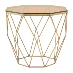 Interiors by Premier Stunning End Table With Brushed Bronze Base, Versatile Sitting Room Side Table, Practical Lounge Room Table Brown