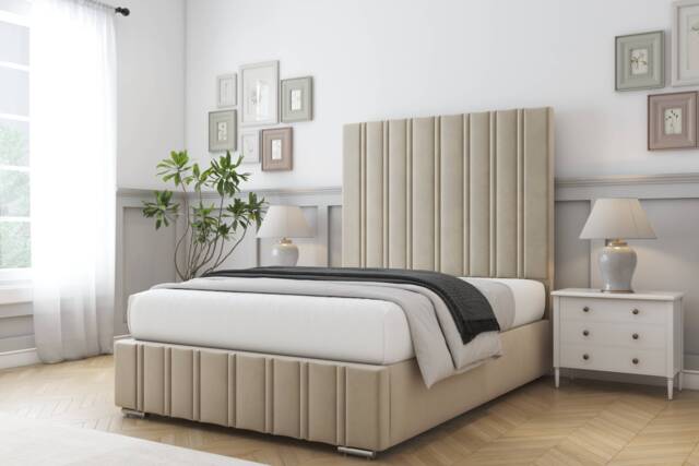 "Sloomy Langston Almond Coniston Deep-Sided Bed Frame With 50"" Upholstered Headboard 3' Single"
