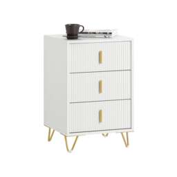 SoBuy 3-Drawer Bedside Table Nightstand, White, 15.75x15.75x24.80 inches, 16.6 kg - FBT115-L-W