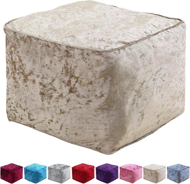Mink Crushed Velvet Bean Bag Pouffe Foot Rest