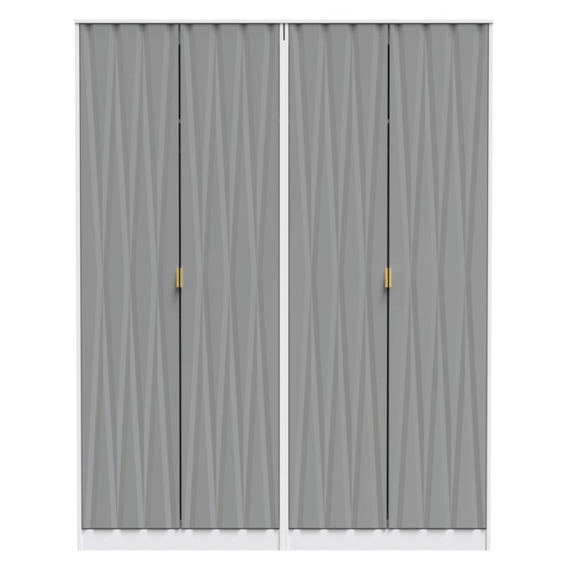 Dallas Tall 4 Door Wardrobe in Shadow Matt & White Matt (Ready Assembled) Grey Shadow Matt & White Matt