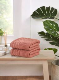 Linear Pure Cotton Bath Sheet Towels Set Of 2 Red Bath sheet 2