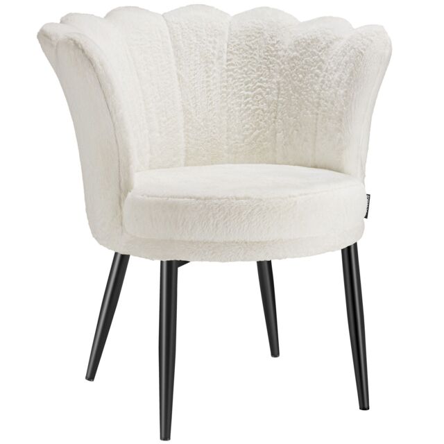 Armchair Stella - faux fur or velvet, thick padding, 67x64x76cm Cream faux fur cream/black One Size 1