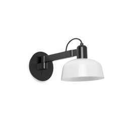 Tatawin Arm Dome Wall Lamp Black, Gloss White 1x E27