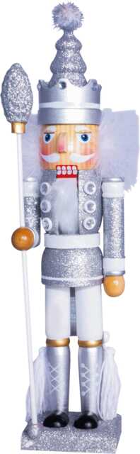 St Helens 40Cm Glitter Nutcracker Soldier - Silver
