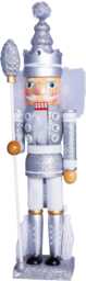 St Helens 40Cm Glitter Nutcracker Soldier - Silver