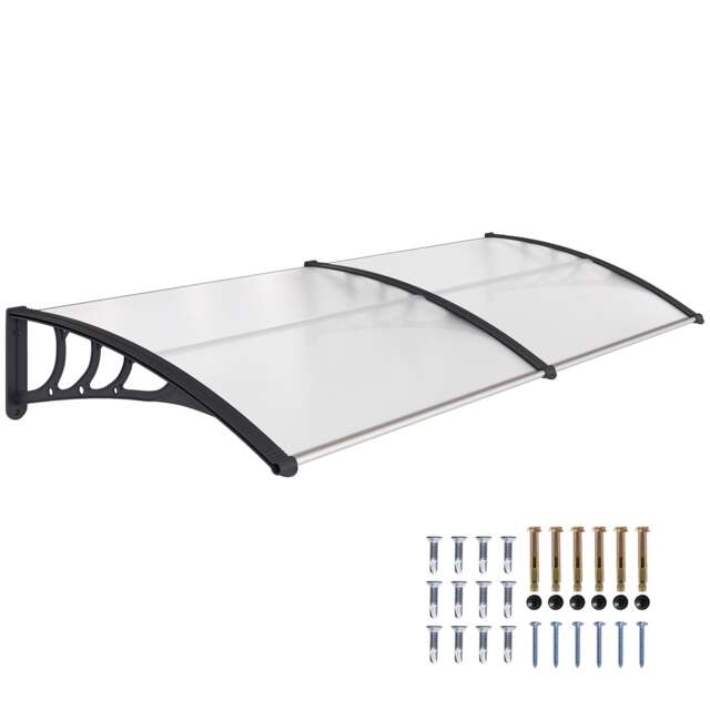 Outsunny Outdoor Curved Window Porch Canopy Awning UV Rain Cover 0.8x2m Clear Clear Clear 1