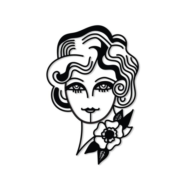 Decortie Woman in Flowers Metal Wall Art 33x50cm Black