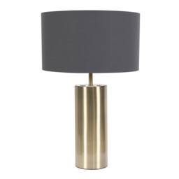 ValueLights Lexy Antique Brass Dimmable Table Lamp Charcoal Shade Gold