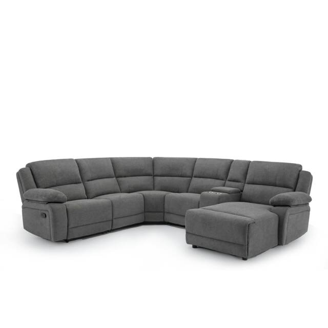 Dublin 5 Seater Recliner Corner Sofa Grey Dark Grey Five Plus Seater