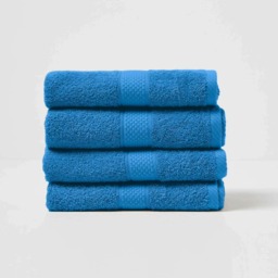 Homescapes Turkish Cotton Hand Towel Set of 4 - Cobalt Blue Blue Hand towel 4