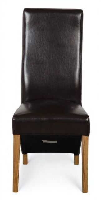Lola Leather Dining Chairs for Dining Room or Kitchen Brown Brown